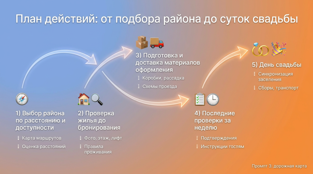 План действий: от подбора района до суток свадьбы